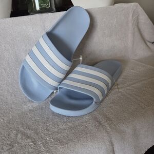 adidas Blue and White Slide Sandals
